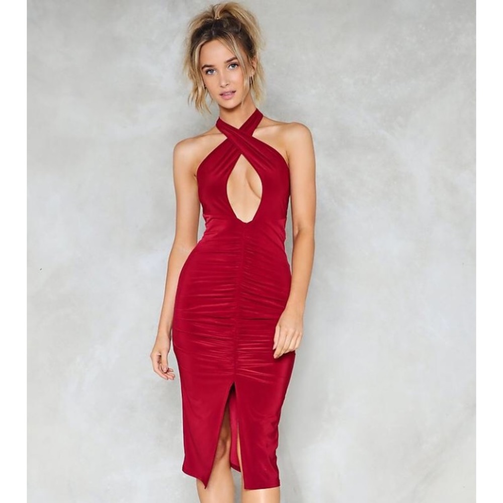 Nasty Gal Red Midi Dress
